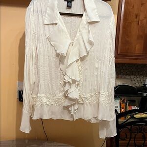 Chic Ivory Ruffled Blouse